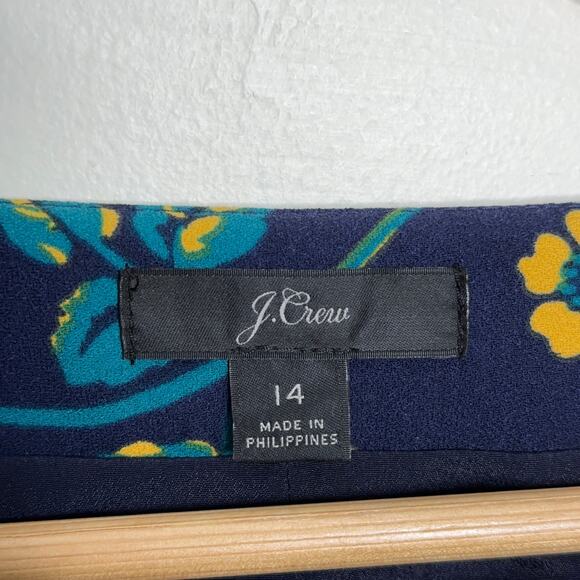 J. CREW Golden Floral Wrap Dress 365 Crepe Blue Yellow {PP39} - Picture 6 of 8